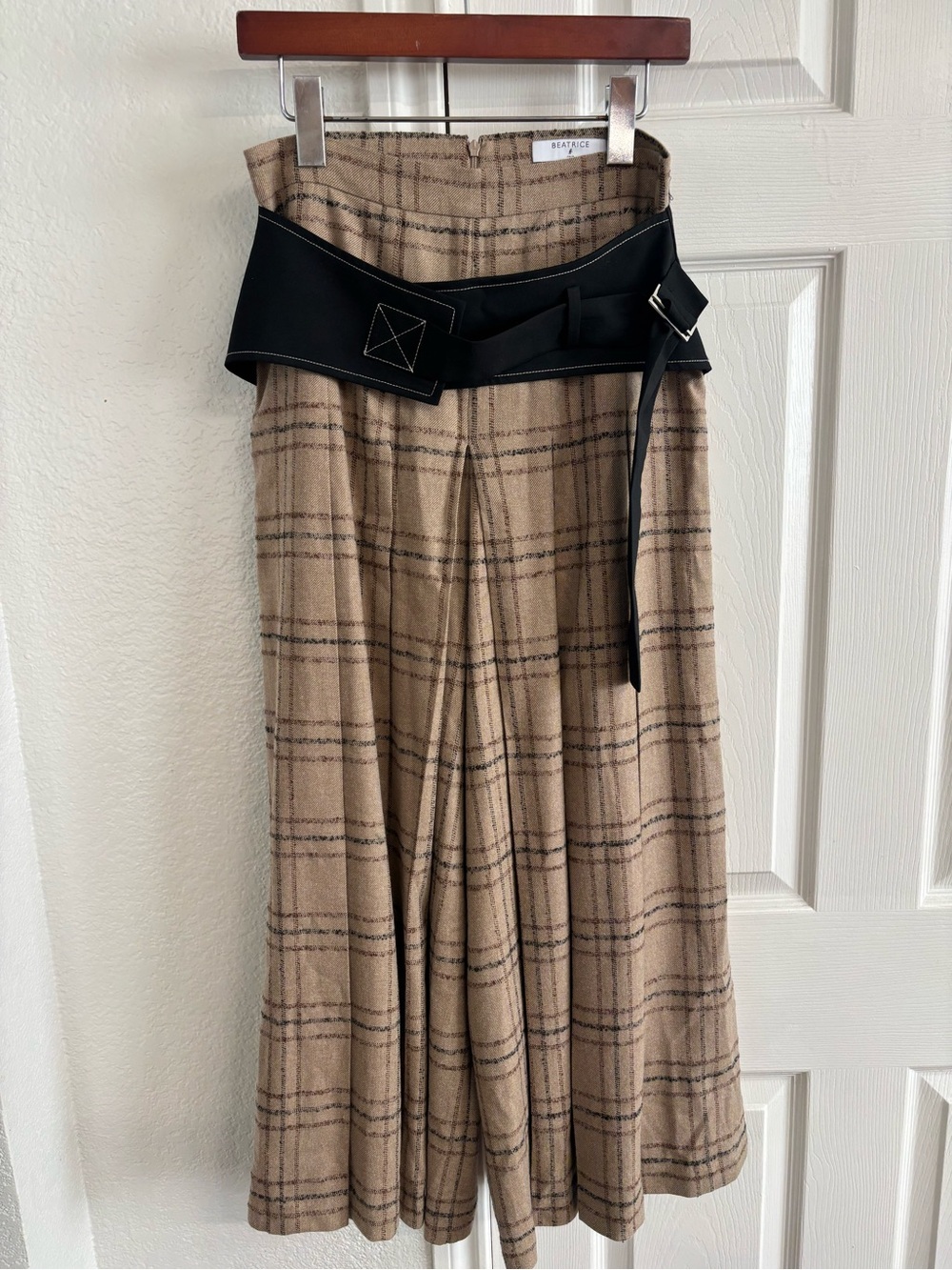 Beatrice Italia Plaid Skirt Wide Leg Wool Pants Size S